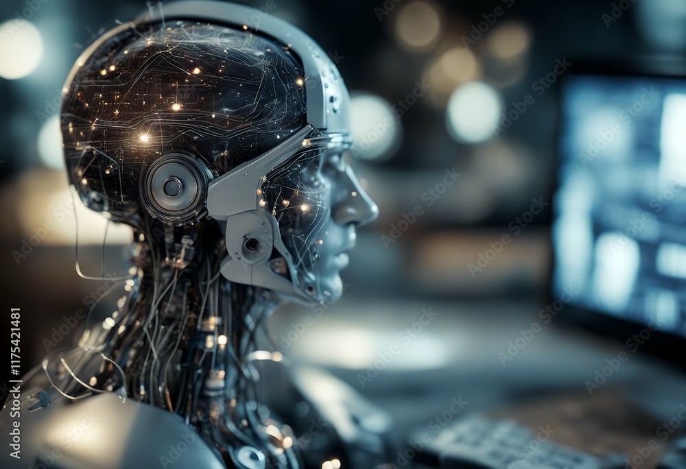 Aufkleber artificial m intelligence internet digital brain technology electronic concept network ai