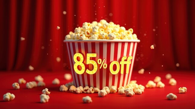 Exciting popcorn discount event enjoy 85% off on delicious snacks cinema venue festive atmosphere