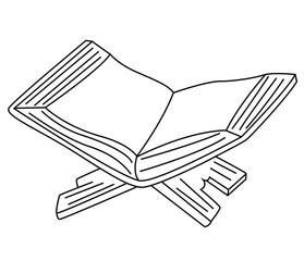 Cute cartoon hand drawn vector Muslim Holy Book Quran Children Coloring book pages .