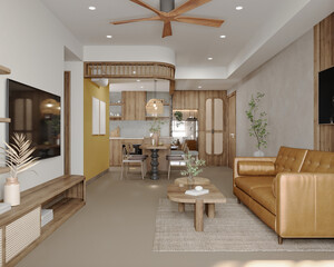 3d render living room
