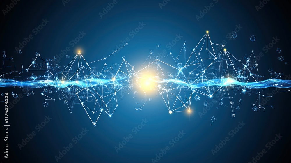 Poster abstract digital wave network connection