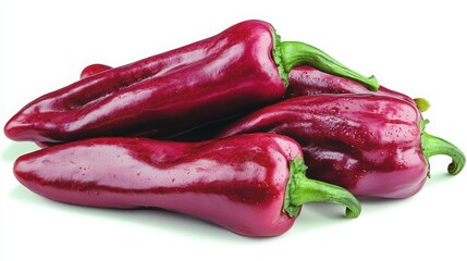 Curled Red Chili Peppers on White Background