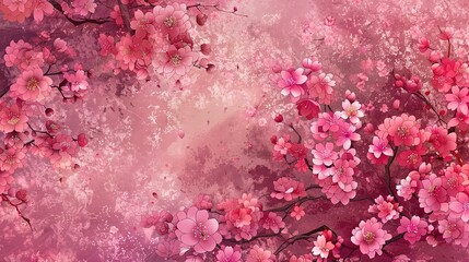 Fototapeta premium japanese flower seamless pattern wallpaper