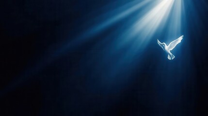 A Whit Monday image showing the celestial beauty of the cross and dove illuminated by sacred light, peaceful