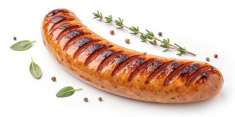Grilled Sausage Isolated on White Background for Culinary Presentation