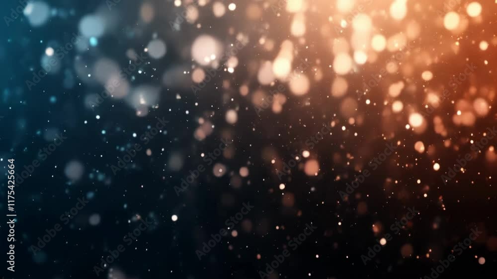 Poster colorful light particles twinkle and shift gracefully across a dark background, creating a captivati