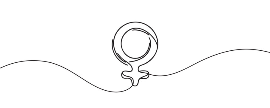 recommend clip art: Continuous one line drawing of male and female gender symbol. vector illustration