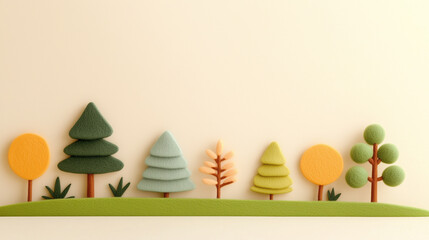 Obraz premium A cartoon tree on a dreamy green hill