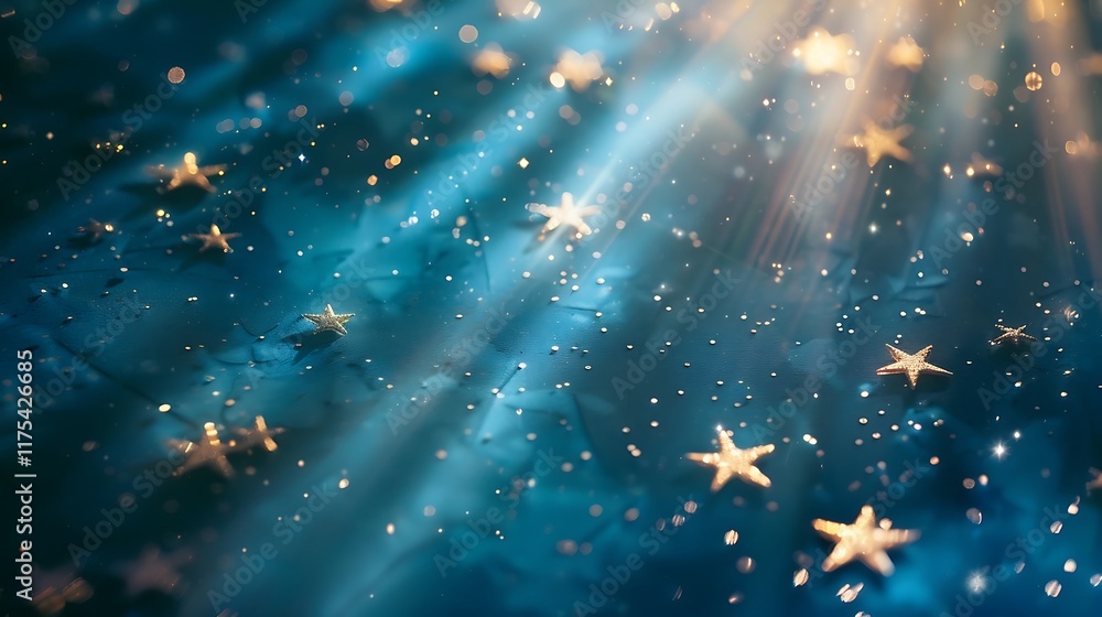 Poster christmas background with snowflakes and bokeh lights. copy space.