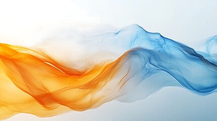 Abstract wave composition in orange blanc and blue blending softly into each other