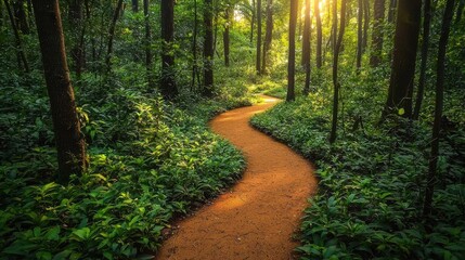 Fototapeta premium Adventurous jungle exploration path lush forest hyperrealistic details serene environment immersive viewpoint