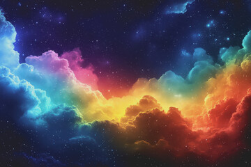 Fototapeta premium The bright night sky is a rainbow of colors blending perfectly. Stars twinkle in different shades.