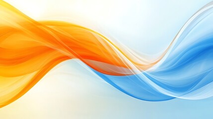 Orange blanc and blue wave dynamics blending into a serene abstract background