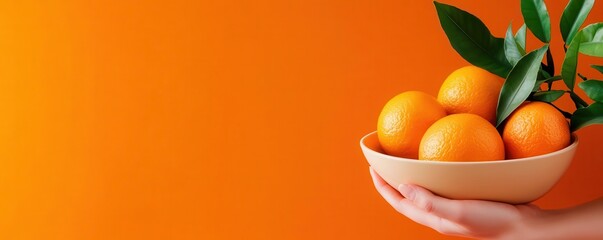 Sweet orange dessert bowl with blank label, dessert template, indulgent