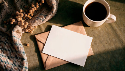 Warm Minimalist Stationery with Coffee and Dried Flowers