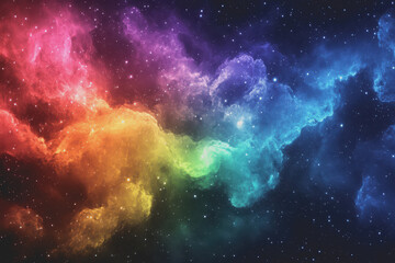 Fototapeta premium The bright night sky is a rainbow of colors blending perfectly. Stars twinkle in different shades.