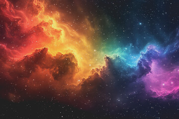 Fototapeta premium The bright night sky is a rainbow of colors blending perfectly. Stars twinkle in different shades.