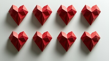 Geometric Red Hearts Arrangement Display