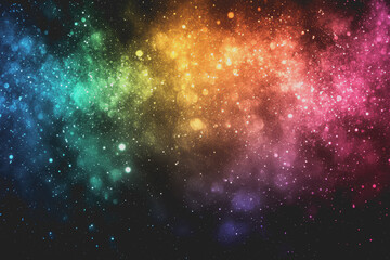 Naklejka premium The bright night sky is a rainbow of colors blending perfectly. Stars twinkle in different shades.