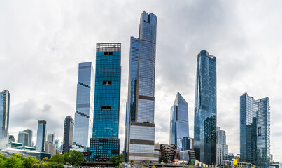 Fototapeta premium A view towards the Hudson Yards skyline in Manhattan,New York, in the fall