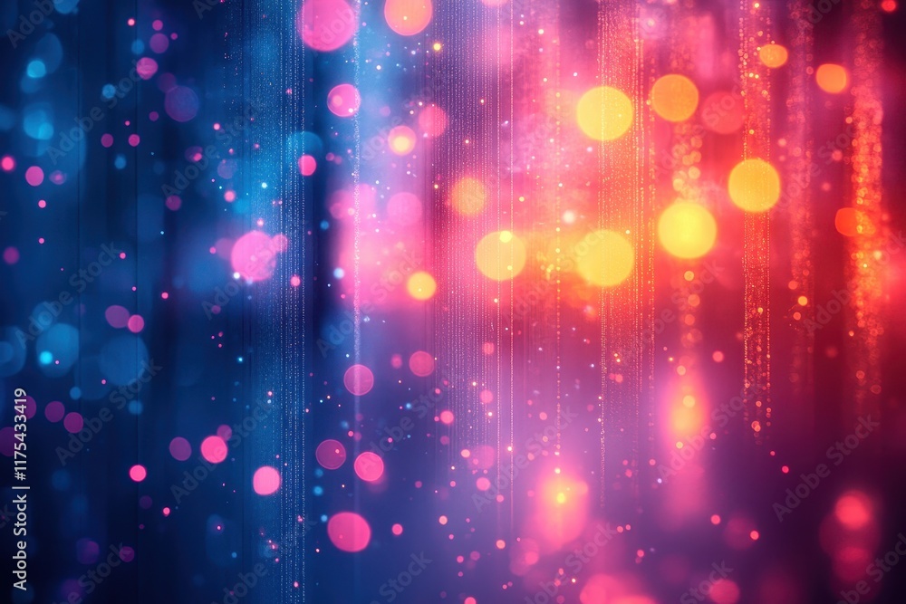 Poster colorful bokeh lights create a vibrant abstract background with dynamic glowing patterns in a creati