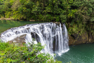 Scenic view of Taiwan Shifen waterfall landscape