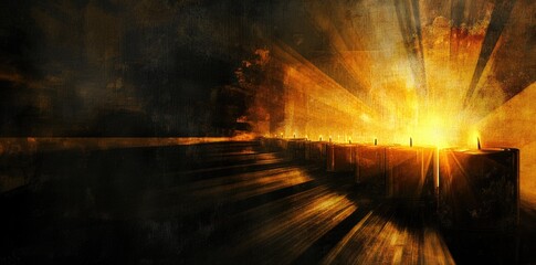 Fototapeta premium Candlemas. Grunge background with candles, space for your text or image.