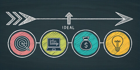 Hand-Drawn Infographic Template with Arrow and Four Connections for Process Mapping