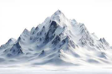 Obraz premium Majestic Snow Covered Mountain Peak Isolated Against White Background