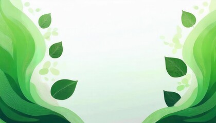 Fototapeta premium Abstract Green Leafy Landscape with Flowing Lines and Minimalist Organic Design for Eco Friendly Branding or Nature-Themed Artwork