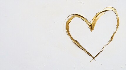 A single continuous gold line forming an abstract heart, painted delicately on a white wall