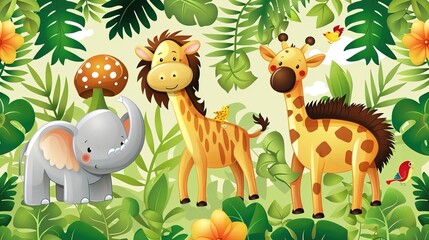 jungle safari seamless pattern wallpaper