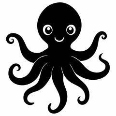 octopus vector silhouette on white background