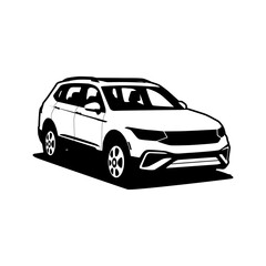 suv car vector black and white illustration