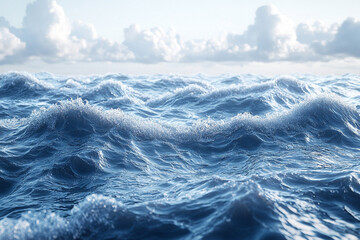 Rolling Ocean Waves Under a Cloudy Sky