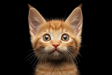 Obraz premium A close-up shot of a kitten with adorable droopy ears and a cute, squished face, as if in a perpetual state of wonder. Its little mouth is slightly open.