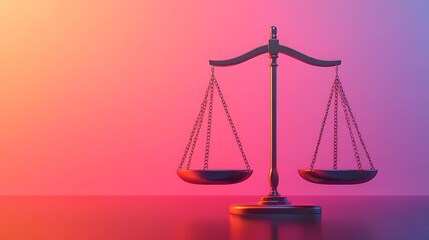 Modern asymmetrical scale against a bright gradient background