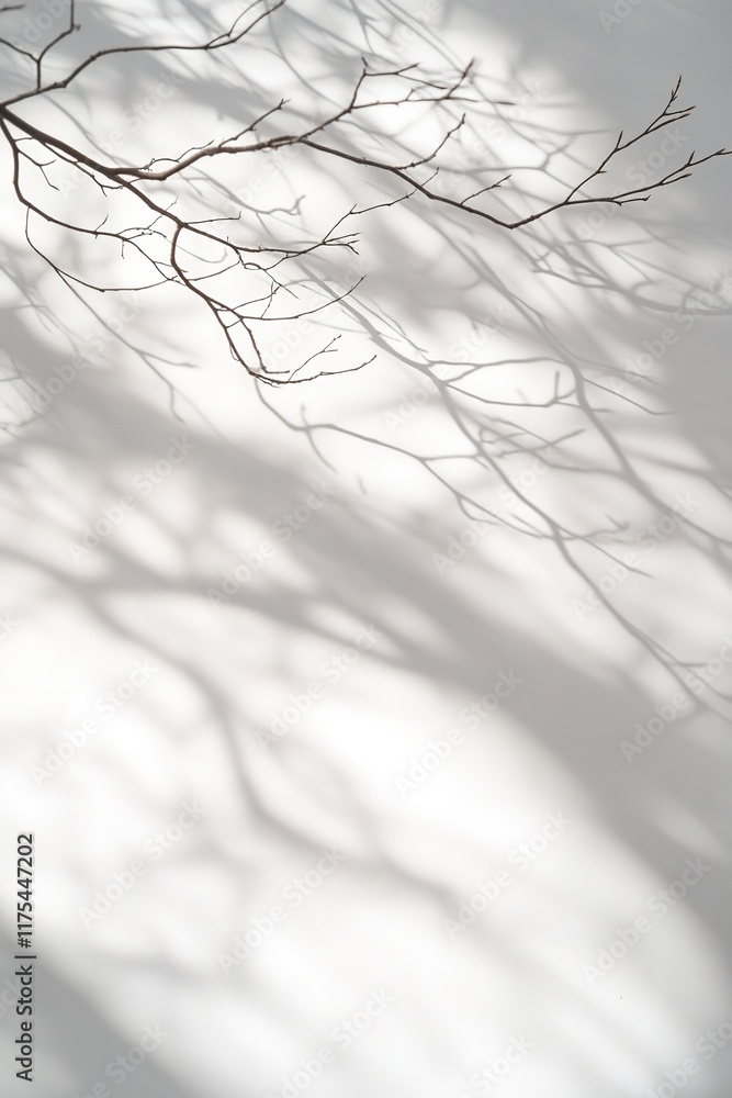 Poster delicate shadows of branches create an intricate pattern on ligh