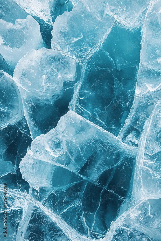 Poster translucent ice shards create mesmerizing pattern of cool blue t