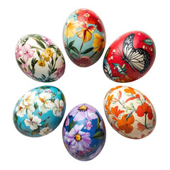 Colorful Decorative Eggs with Floral and Butterfly Patterns