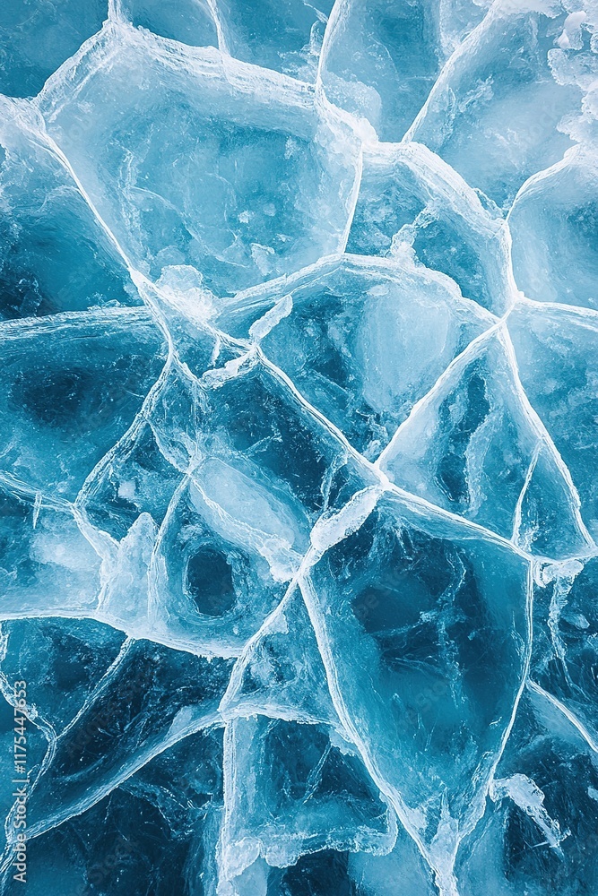 Poster cracked ice formations create stunning abstract pattern with vib