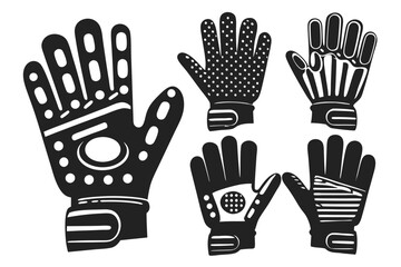 set of soccer Goalkeeper gloves silhouette vector illustration