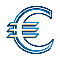 Euro symbol in blue linear icon style