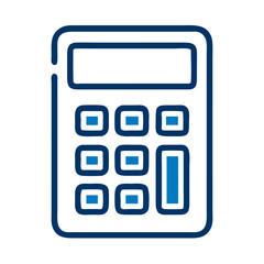 Calculator icon in linear blue and white style