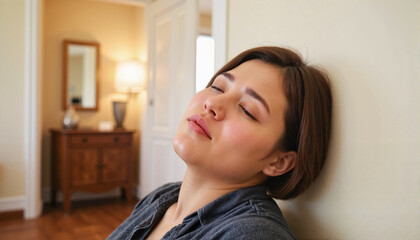 Fototapeta premium Young woman resting, sick with cold and flu