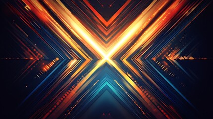 Fototapeta premium Abstract Orange And Blue Light Streaks Crossing