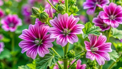 Fototapeta premium Mallow plant with flowers 