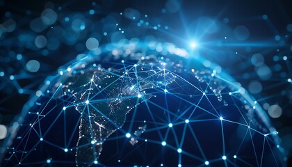 Globe and network on the background of the Internet and high technology.