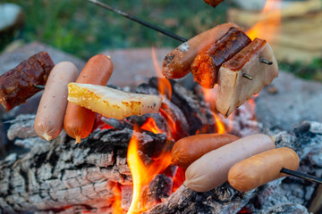 Outdoor activity - bacon in campfire
