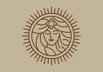 Athena the goddess black vector icon line logo illustration design isolated background
